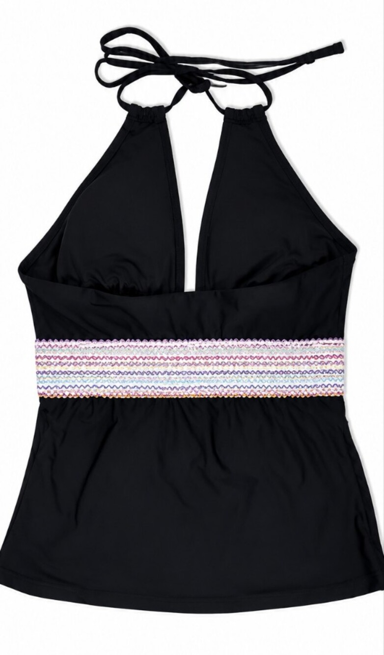Younique Black Halter Top with Pastel Chevron Band - Picture 4 of 4